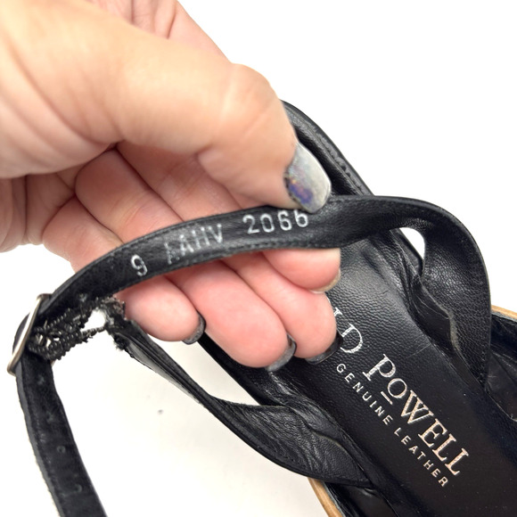 Vintage Harold Powell Block Heel Square Toe Wingtip Sling Back Loafers Women 9AA - Picture 11 of 16